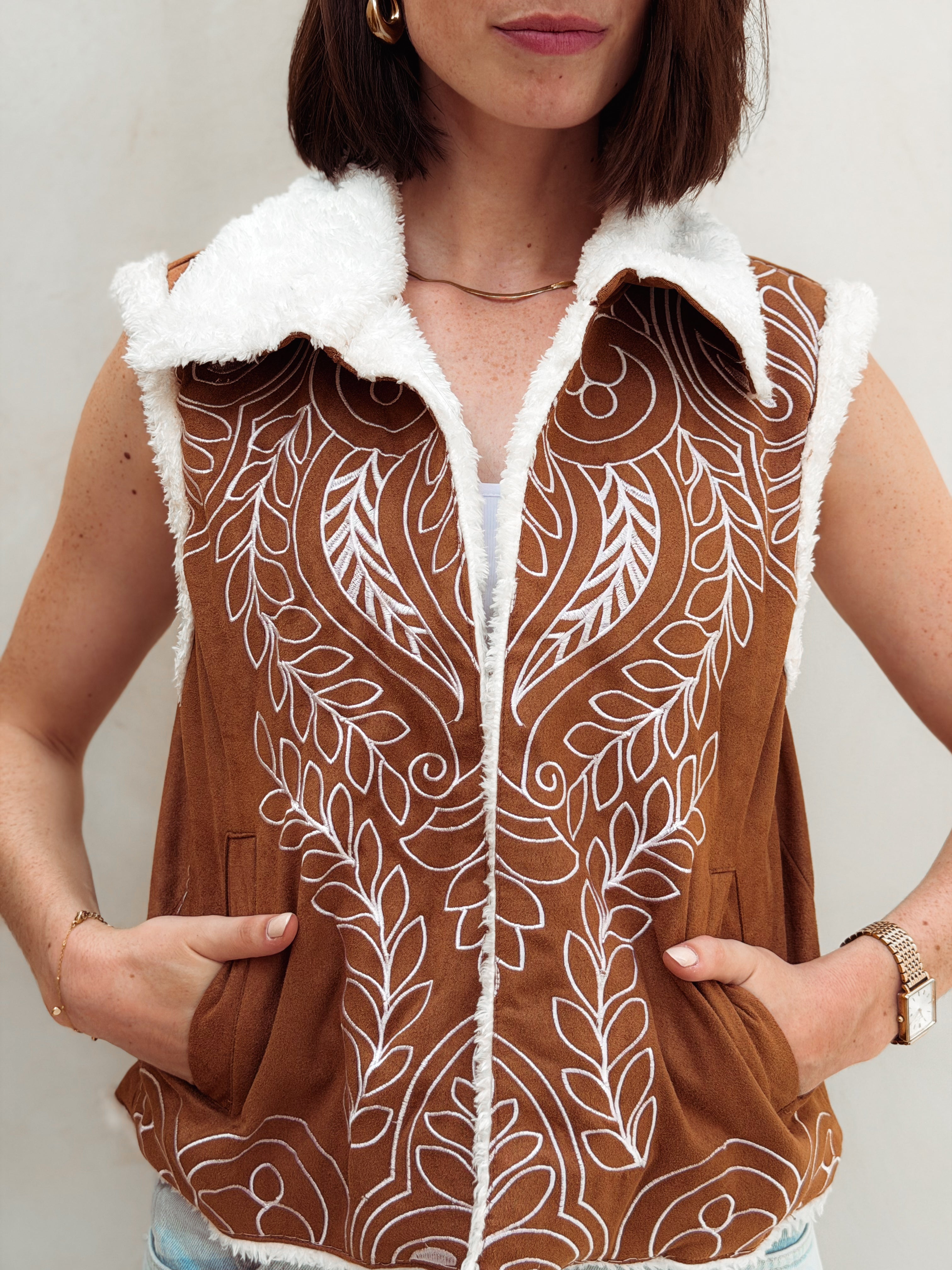 Rêve Warm Caramel Brown Vest - BerriessDesigns
