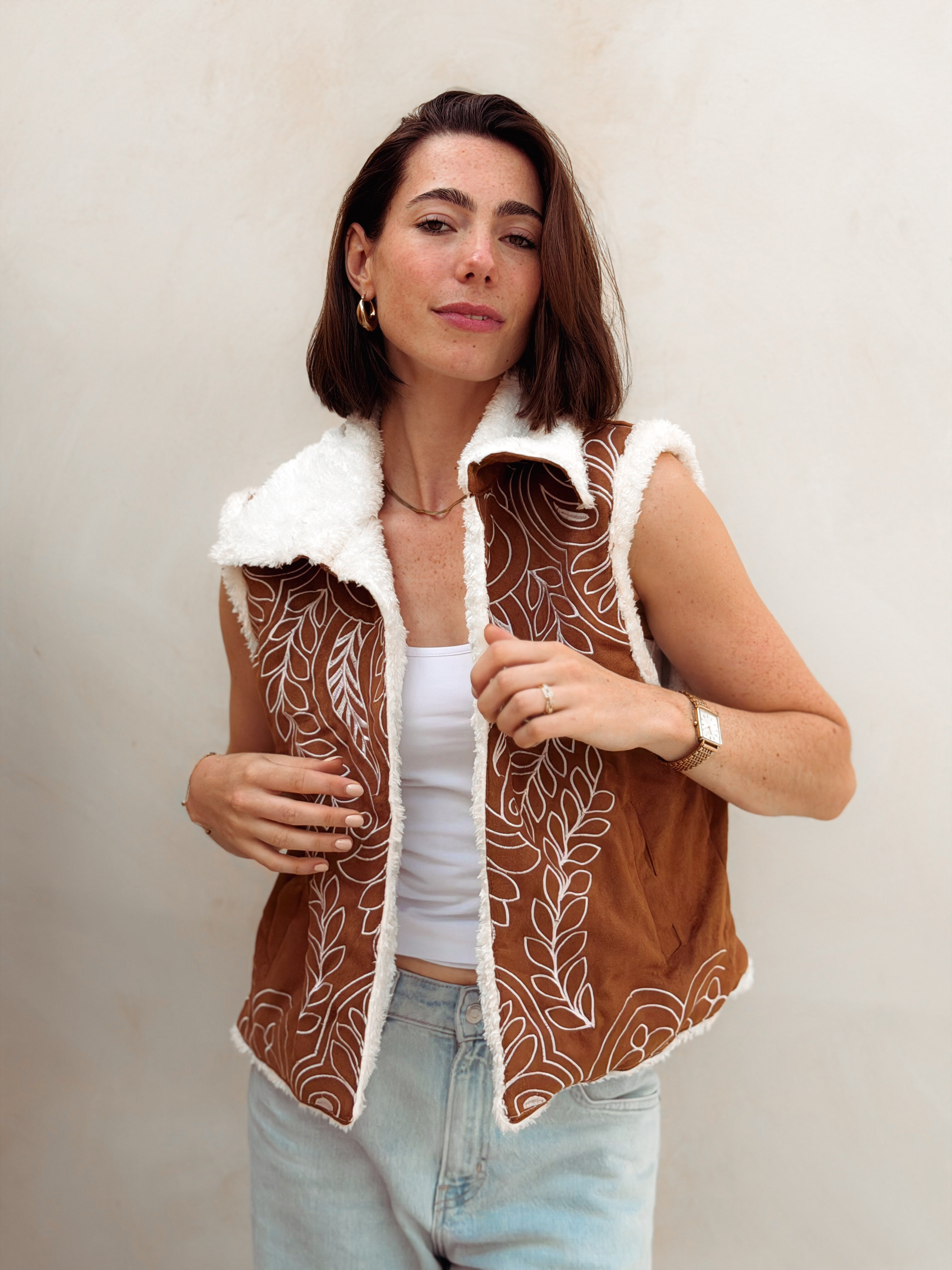 Rêve Warm Caramel Brown Vest - BerriessDesigns