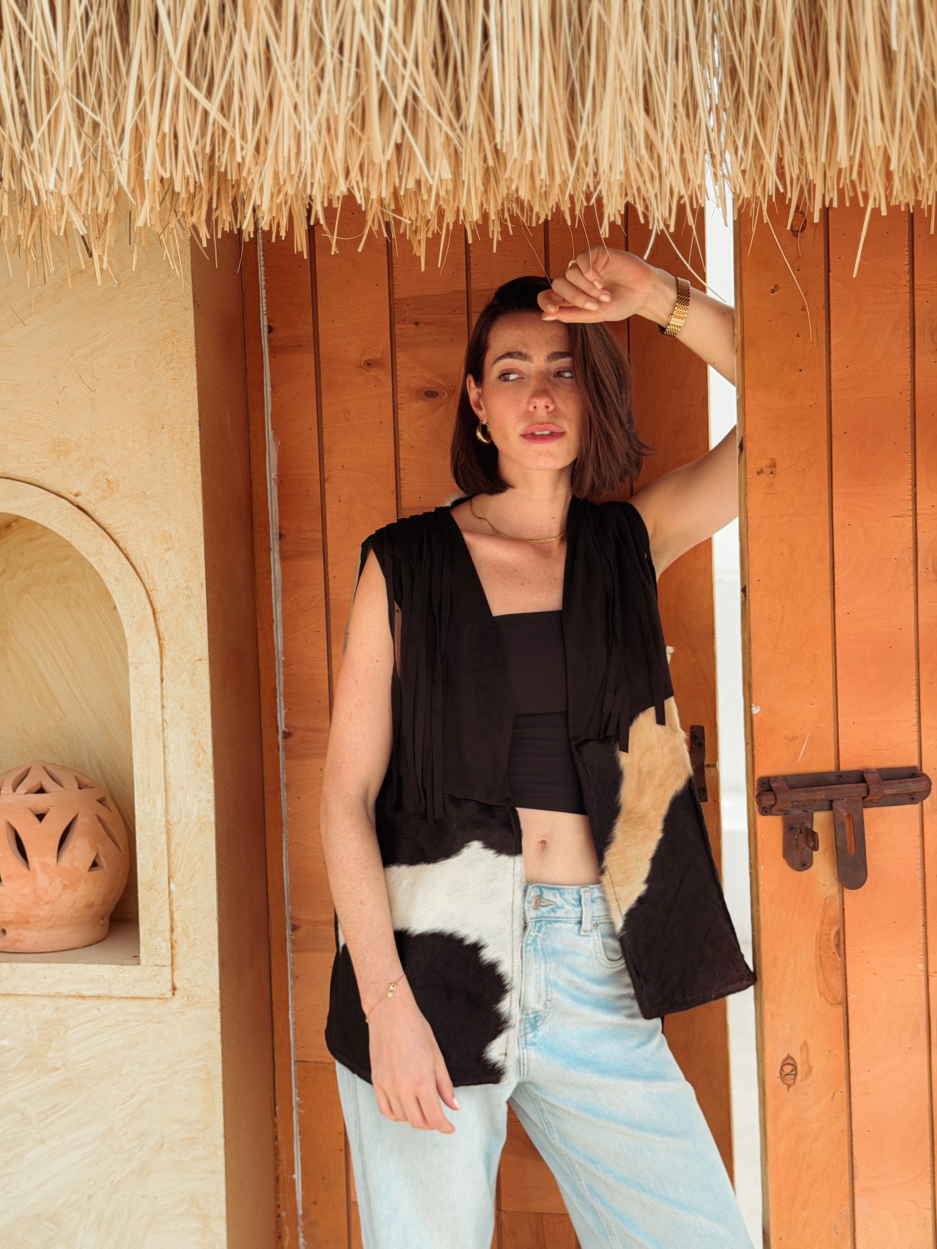 Velura Vest – Natural Cow Leather ( PATTERN 1 ) - BerriessDesigns