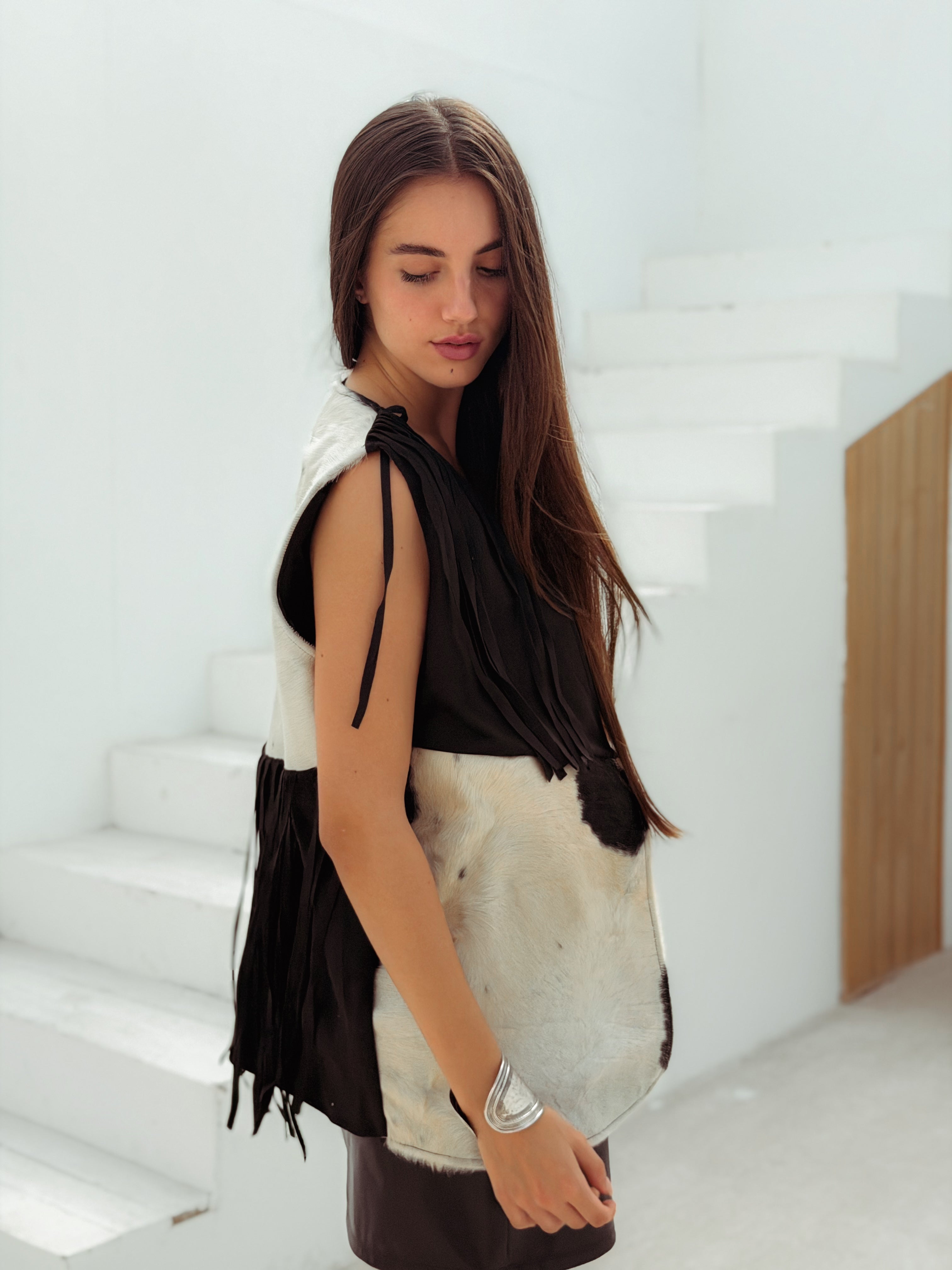 Velura Vest – Natural Cow Leather ( PATTERN 2 ) - BerriessDesigns