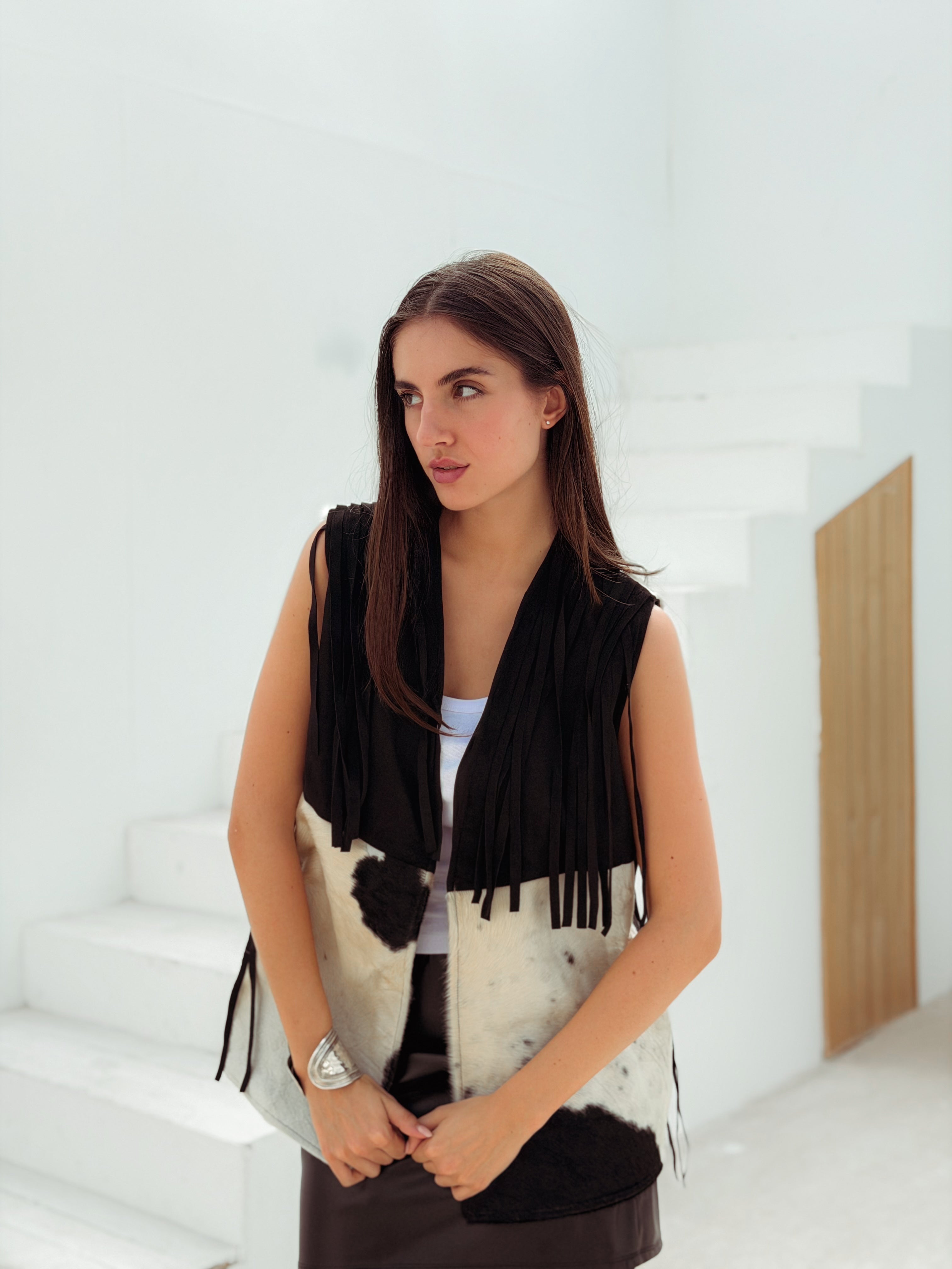 Velura Vest – Natural Cow Leather ( PATTERN 2 ) - BerriessDesigns